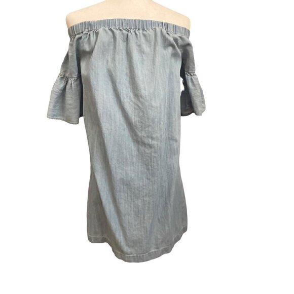 Madewell Denim Azalea Off the Shoulder Midi Dress Size Small - Picture 2 of 13